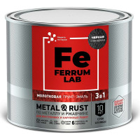 Грунт-эмаль FERRUM LAB по ржавчине 3 в 1 молотковая черная, банка 2 л 213540