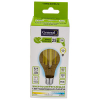 Светодиодная лампа General Lighting Systems Филамент прозрачный E27 25Вт 2450Лм 6500К Холодный белый свет Груша GLDEN-A65S-25ВТ-230-E27-6500 661006
