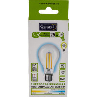 Светодиодная лампа General Lighting Systems Филамент прозрачный E27 25Вт 2450Лм 6500К Холодный белый свет Груша GLDEN-A65S-25ВТ-230-E27-6500 661006