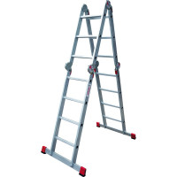 Профессиональная алюминиевая лестница-трансформер Новая Высота, ширина 400 мм, 2К башмак, NV3320 2x3+2x4 3320234