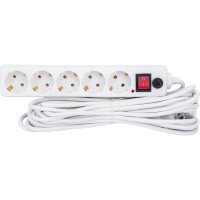 Сетевой фильтр General Lighting Systems 5 розеток, с заземлением и выключателем, 10 метров, 16А, Белый GPS-5-16-3x1-1000-W 471008