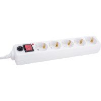 Сетевой фильтр General Lighting Systems 5 розеток, с заземлением и выключателем, 10 метров, 16А, Белый GPS-5-16-3x1-1000-W 471008