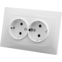 Двойная розетка TDM ELECTRIC 2П+З 16А 250В белая "Лама" SQ1815-0025
