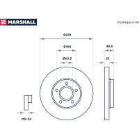 Тормозной диск передний Ford C-Max 03- / Focus II 04-, Volvo C30 06- / S40 II 04- / V50 03- MARSHALL M2000400
