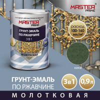 Грунт-эмаль по ржавчине MASTER PRIME 3 в 1 молотковая хаки, 0.9 л 4300008279