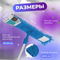 Швабра для пола PERFECTO LINEA с насадкой из шенилла, синяя 43-401012