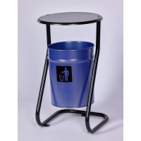 Урна уличная ПРОФМЕТСТИЛЬ металлическая, синий металлик, с крышкой, с креплением в асфальт 645