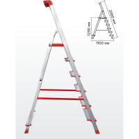 Профессиональная стремянка Новая Высота NV3118, 1x6 ступеней 130 мм, органайзер, Max нагр. 225 кг, 2К башмаки, 3118106