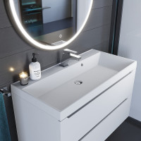Кварцевая раковина для ванной комнаты Uperwood Classic Quartz 90 см, белая матовая, жасмин 291030009