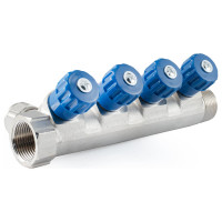 Коллектор с регулировочными вентилями PROFACTOR в/н 3/4" х 4 вых 16 цанга PF MVP 268.4C