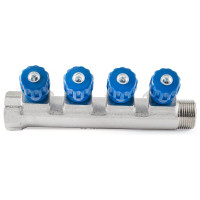 Коллектор с регулировочными вентилями PROFACTOR в/н 3/4" х 4 вых 16 цанга PF MVP 268.4C