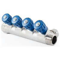 Коллектор с регулировочными вентилями PROFACTOR в/н 3/4" х 4 вых 16 цанга PF MVP 268.4C