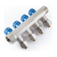 Коллектор с регулировочными вентилями PROFACTOR в/н 3/4" х 4 вых 16 цанга PF MVP 268.4C