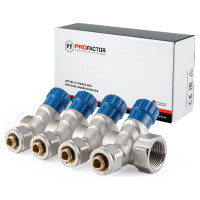 Коллектор с регулировочными вентилями PROFACTOR в/н 3/4" х 4 вых 16 цанга PF MVP 268.4C
