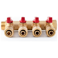 Коллектор с шаровыми кранами PROFACTOR в/н 3/4" х 4 вых 16 цанга PF MVP 266.4