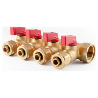Коллектор с шаровыми кранами PROFACTOR в/н 3/4" х 4 вых 16 цанга PF MVP 266.4