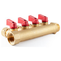 Коллектор с шаровыми кранами PROFACTOR в/н 3/4" х 4 вых 16 цанга PF MVP 266.4