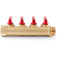 Коллектор с шаровыми кранами PROFACTOR в/н 3/4" х 4 вых 16 цанга PF MVP 266.4