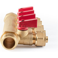 Коллектор с шаровыми кранами PROFACTOR в/н 3/4" х 4 вых 16 цанга PF MVP 266.4