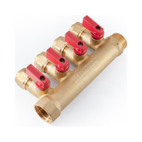 Коллектор с шаровыми кранами PROFACTOR в/н 3/4" х 4 вых 16 цанга PF MVP 266.4