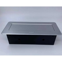 Выдвижной встраиваемый блок розеток Inrior выдвижная розетка, на 2 EURO розетки, 2 RJ45 и 2 USB-A+C, серый, TORO-55-80