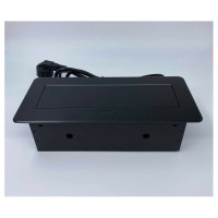 Выдвижной встраиваемый блок розеток Inrior выдвижная розетка, на 2 EURO розетки, 2 RJ45 и 2 USB-A+C, черный, TORO-55-20