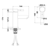 Смеситель для умывальника MELANA Tondo нерж.сталь, однорычажный, сатин, литой излив f 610101