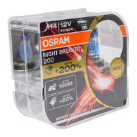 Автолампа Osram H4, 60/55, P43t+200%, NIGHT BREAKER 200, 4050 К, 12 В 64193NB200-HCB
