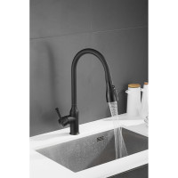 Смеситель для кухни SHEVANIK с выдвижной лейкой душем, черный S163H