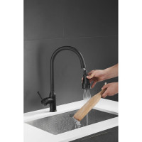 Смеситель для кухни SHEVANIK с выдвижной лейкой душем, черный S163H