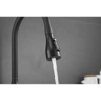 Смеситель для кухни SHEVANIK с выдвижной лейкой душем, черный S163H