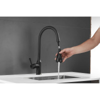 Смеситель для кухни SHEVANIK с выдвижной лейкой душем, черный S163H