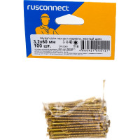 Шуруп для полов и паркета Rusconnect 3,2х60 мм, желтый цинк 100 шт. 3803611
