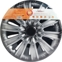 Колесные колпаки Airline 15" Торнадо + , серебристо-черный, карбон, комплект 2 шт. AWCC-15-07