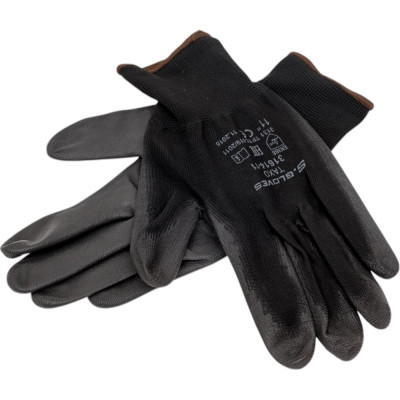 Нейлоновые перчатки с полиуретановым покрытием S.GLOVES TAXO черные, 11 размер 31614-11