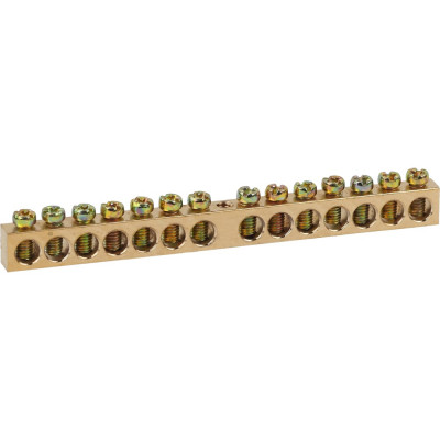 Шина ЭРА NO12217 PEN земля-ноль 6x9мм 14/1 латунная с креплениями по центру Б0047231