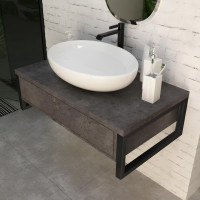 Тумба 1Marka GRUNGE LOFT 80П 1 выдвижной ящик Бетон темно-серый У85848