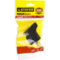 Электрическая вилка Stayer MASTER, с заземлением, угловая, 16А/220В, черная 55161-B