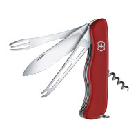 Нож Victorinox Cheese Master, 111 мм, 8 функций, с фиксатором лезвия, красный 0.8313.W