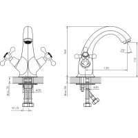 Двуручный смеситель для умывальника Decoroom монолитный DR54011