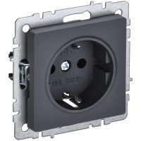 1-местная розетка IEK Brite рс11-1-0-брг с заземлением, без защитных шторок, 16А, графит BR-R11-16-K53