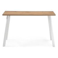 Деревянный стол Woodville Тринити Лофт 140 25 мм, дуб вотан/белый матовый 489657