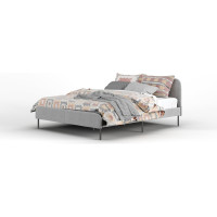 Каркас кровати Металл-Завод MEZA 160x200, обивка серая, каркас черный MB01602001G2