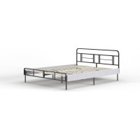 Каркас кровати Металл-Завод MEZA 160x200, обивка светло-серая, каркас черный MBP01602001G2
