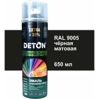Эмаль алкидная атмосферостойкая Deton UNIVERSAL Черный матовый RAL 9005 аэрозоль 650 мл DTN-A07578