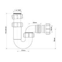 Сифон без выпуска McAlpine ф-32 трубный (вых. гориз.) MRW6