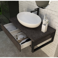 Тумба 1Marka GRUNGE LOFT 80П 1 выдвижной ящик Бетон темно-серый У85848