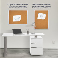 Пробковая доска для объявлений BRAUBERG 45х60 см, алюминиевая рамка 231711