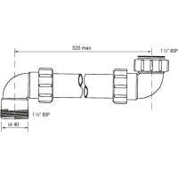 Отводная труба McAlpine 90град. (внут.1 1/2-нар.1 1/2) длина 320мм (с двумя отводами) HC13L