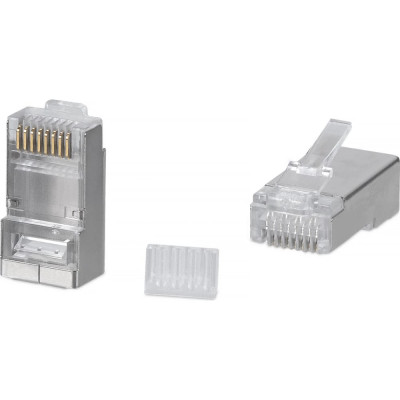 Cabeus Коннектор RJ-45 под витую пару, категория 6/7, экранированный, для многожильного кабеля, для проводников с толщиной по изоляции до 1,05 мм, со встаупаковка (100 шт.) 8P8C-SH-C6-TWP